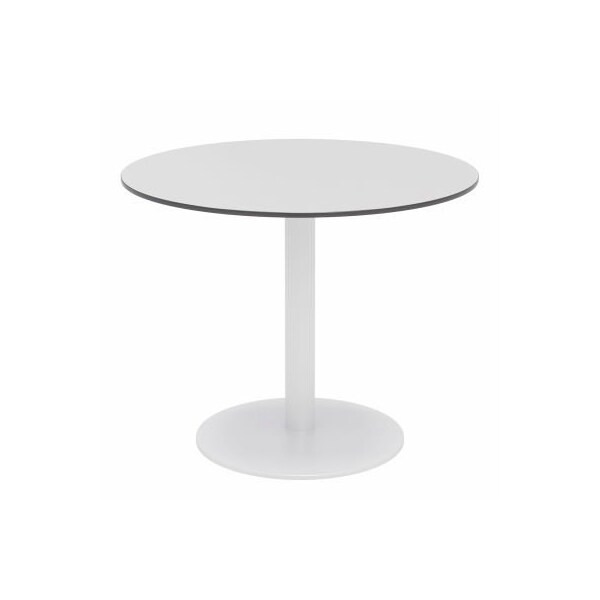 Kfi 36" Round Outdoor Cafe Table - Fashion Gray Phenolic Top - White Aluminum Frame - Ivy Series OLTP36RD-B2200WH-D381 - main